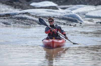 Kajakfahren am Gletscher Sólheimajökull
